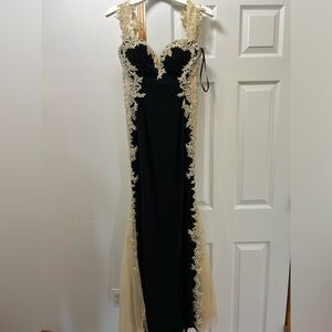 Black and gold long formal dress